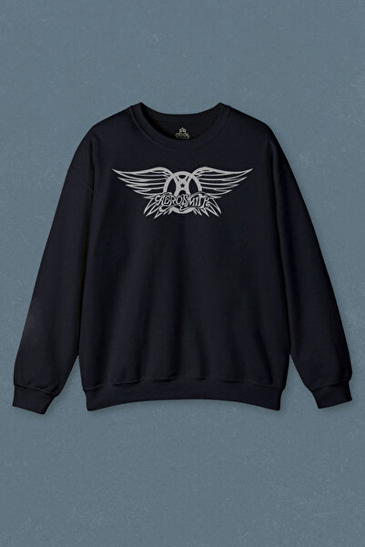 so cool سويت شيرت أزرق داكن Aerosmith ستيفن تايلر أسود على أجنحة سوداء مطبوع ...