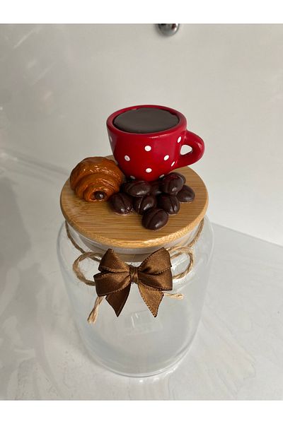 GÖNÜL Ceramic Varnished 800ml Jar with Cup