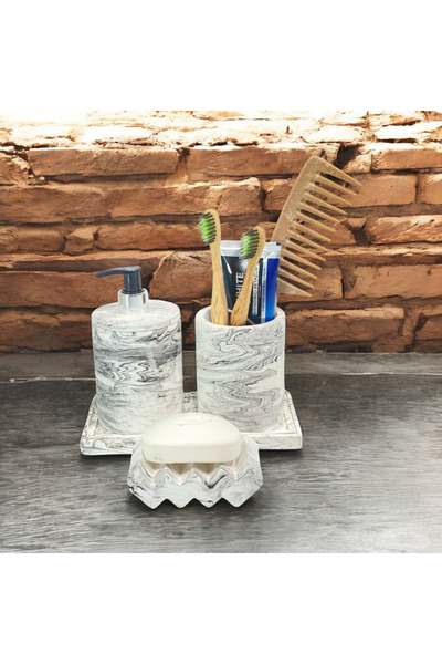 Chiko Mall Σετ αξεσουάρ μπάνιου από σκυρόδεμα με μαρμάρινο σχέδιο πολυτελείας...