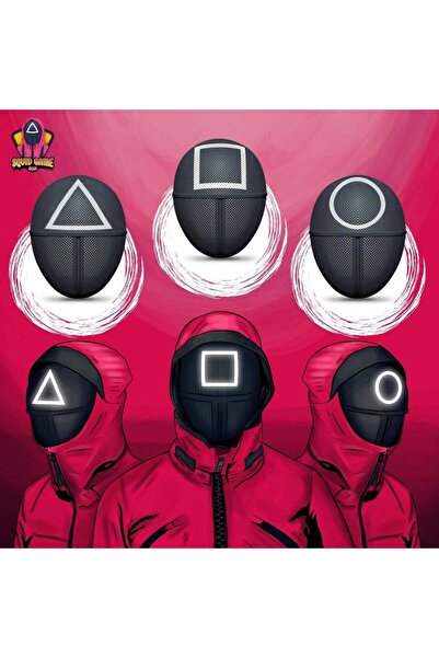 Işık kasabası 3Pcs Squad Game - Face Mask Squid, Square and Triangle Round Ga...