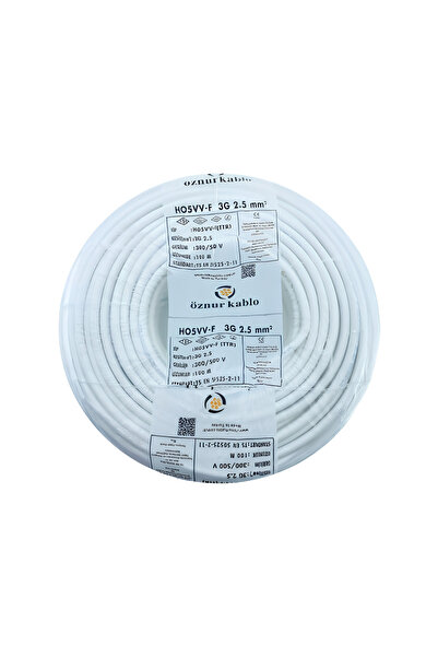 VECTROL 5 METRE ÖZNUR 3X2.5 mm%100 Bakır BEYAZ TTR Elektrik Kablosu