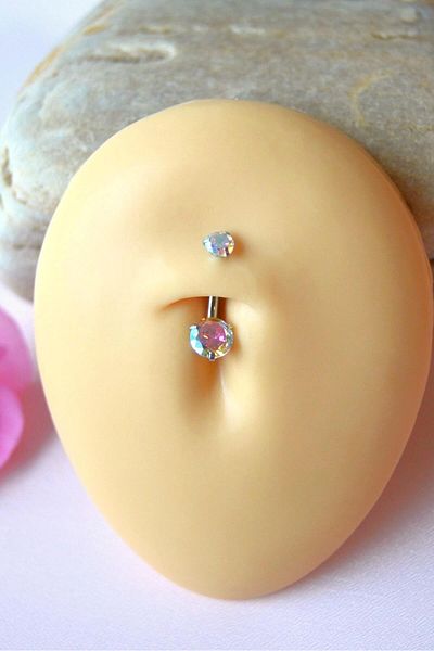 Sacce Scarves&Accessories Minimal Solitaire Belly Piercing with Shiny Zircon Stone