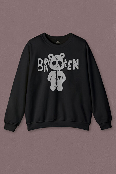 so cool Unisex dukserica Broken Bear Mutsuz Teddy Bear Štampano Sweat