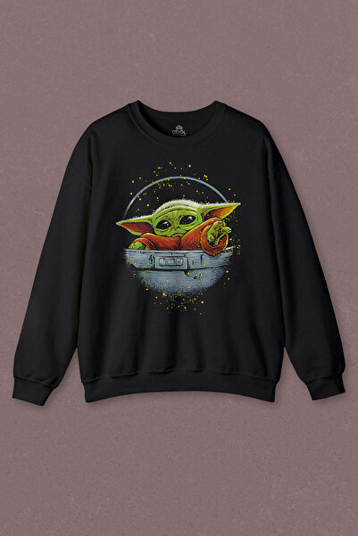 so cool Unisex Sweatshirt Baby On Board Yoda Star Wars Yeşil Bebek Mandaloria...