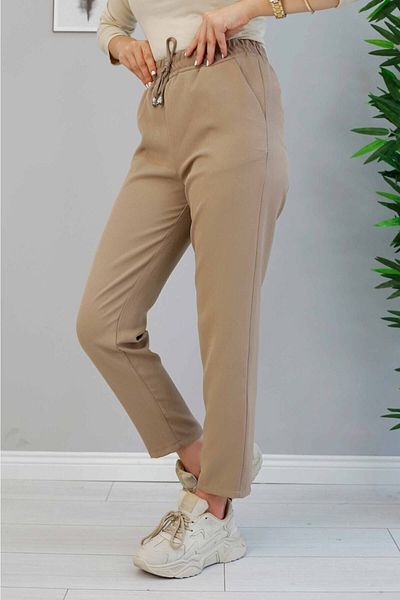 İmajButik Elastic Waist Ankle Length Trousers/mink