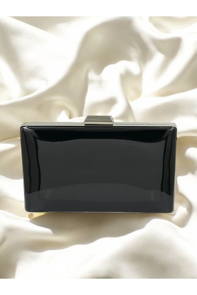 Wedding Fashion Culoare neagră Rochie de seară Geantă Oglindă Piele Lacuită Portofoliu Pochetă Nuntă Logodna Absolvire Henna Invitație la bal