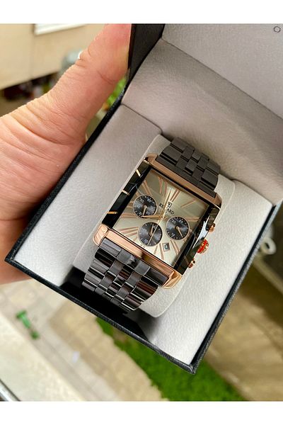 Reward Men's Wrist Watch Smoked Color 3 Atm Waterproof Steel Band Wristband Gift