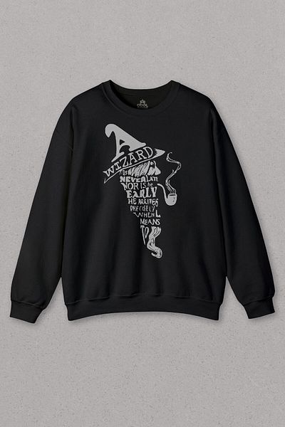 so cool Unisex Black Sweatshirt Wizard Lord Of The Rings Printed Sweat