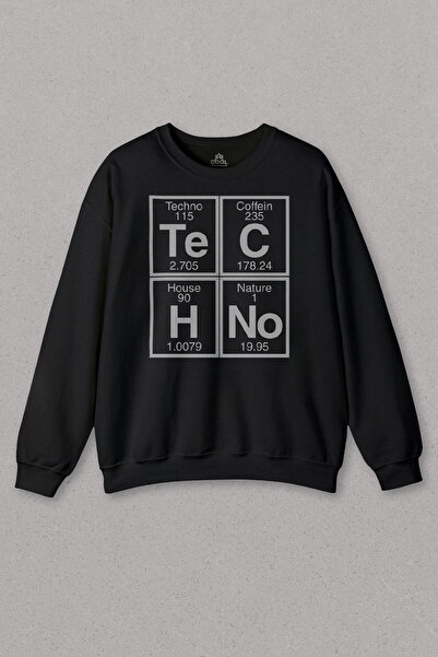 so cool Hanorac negru unisex Techno Festival Music House Tabel periodic Sweat...