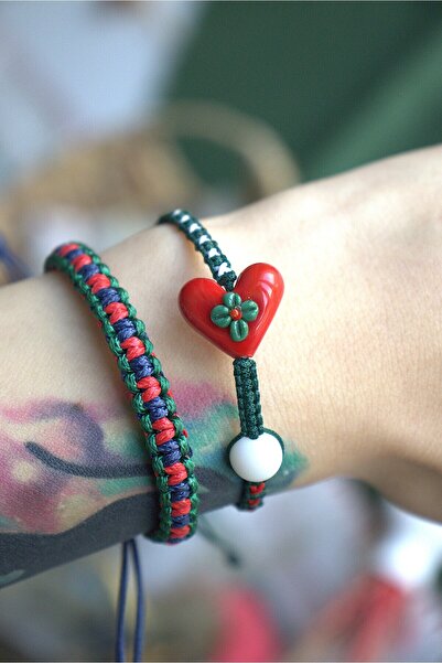 Jeystone Cam Kalp Boncuklu Ve Oniks Taşlı Yılbaşı Temalı Örgü Tasarım Bilekli...