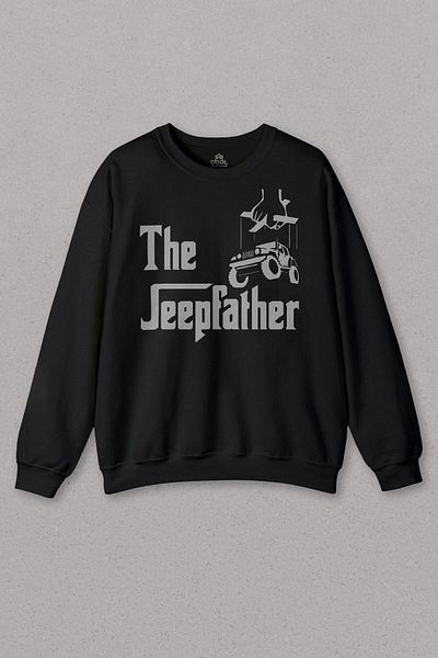 so cool Μαύρο φούτερ The Jeepfather Godfather Off Road Jeep Cip με στάμπα Unisex Φούτερ
