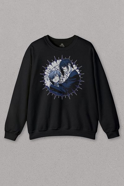so cool Hanorac negru unisex Anime Kuroshıtsuji Book Of The Atlantic Transpirație imprimată Black Butler