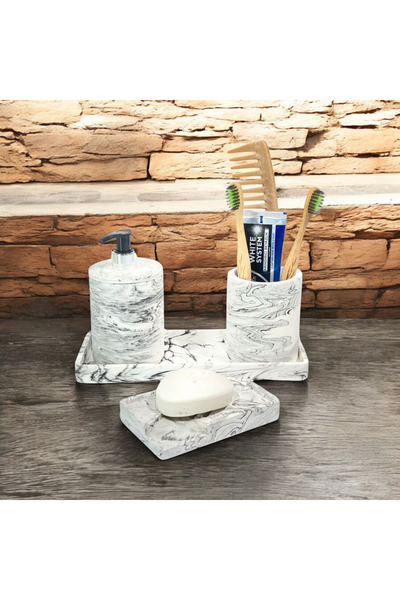 Chiko Mall Σετ αξεσουάρ μπάνιου από μάρμαρο εμπνευσμένο από τον ανεμό (4 τεμά...