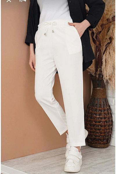 MODA EBER By Aydi̇n Women's Elastic Waist with Carrot Cut Pocket Detail