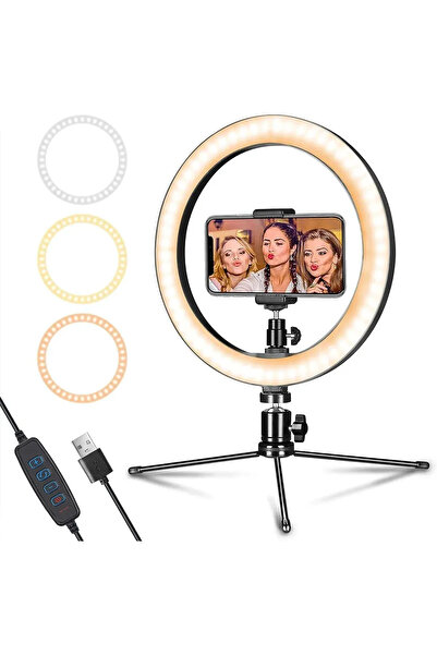 Asfal Masaüstü Mini Tripod 10' Ring Light Led Işık Halka Işık Youtuber, Selfi...