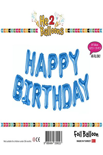 BEY AMBALAJ Blue Happy Birthday Foil Balloon Birthday Party Happy Birthday Blue Color Foil Balloon