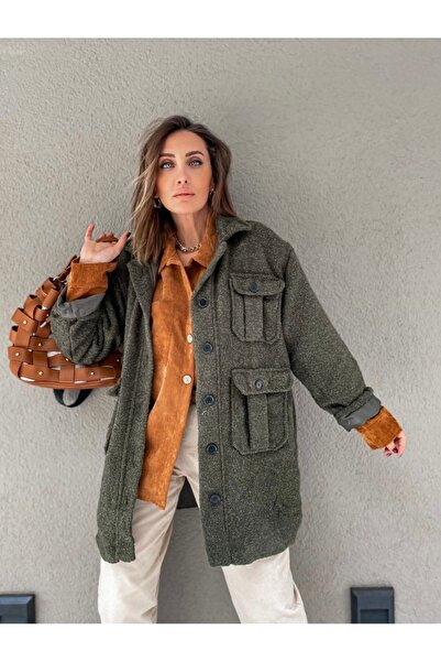 Bikombin Haki cep detaylı kaban