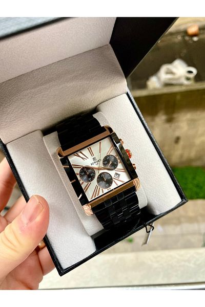 Reward Men's Wrist Watch Black Color 3Atm Waterproof Steel Cord Bracelet Gift