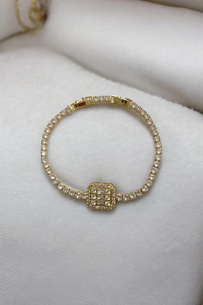 karikatürstore Premium Stainless Fadeless Steel Bracelet with Stones