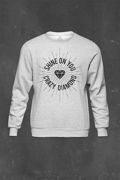 so cool Сив суитшърт с щампа Shine On You Crazy Diamond Adesivo Pink Floyd