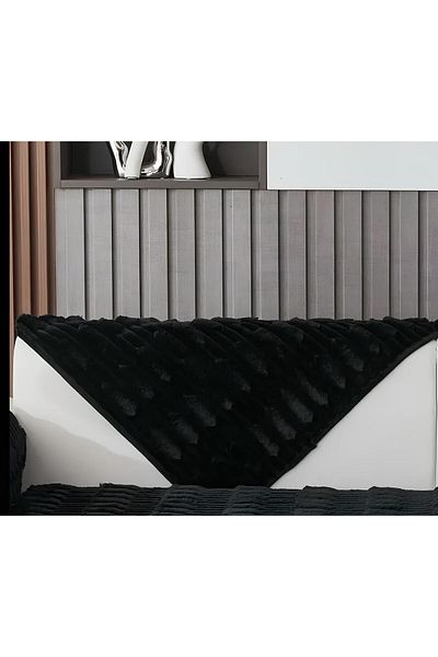 MER HOME Spătar gros din pluș cu model dreptunghiular (1 buc) Dimensiune 70x70cm (negru)