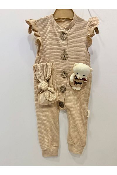 popshops baby Teddy Bear Bandana Jumpsuit