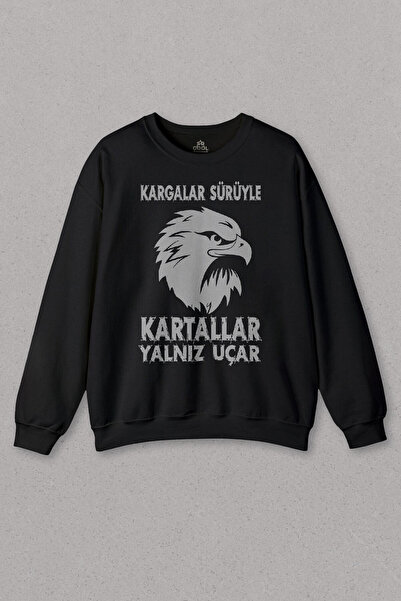 so cool Crna majica Krave lete u jatima Orlovi lete sami Štampano Štampano Un...
