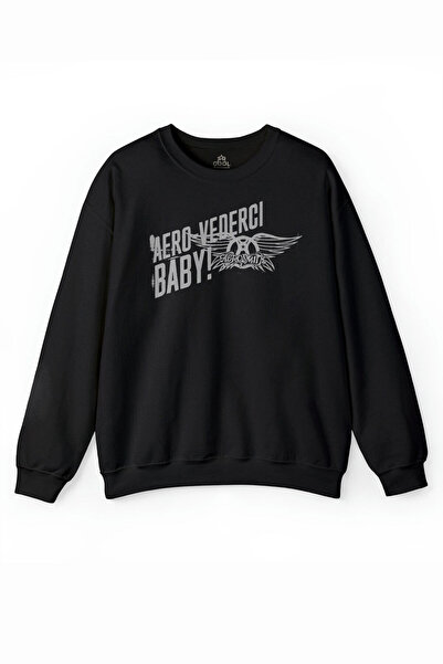 so cool إيروسميث ستيفن تايلر أسود على سويت شيرت مطبوع بأجنحة سوداء