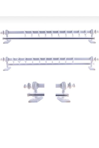 Emsal White Rail Wooden Rustic Curtain Hanger - Rustic Tube 300 cm
