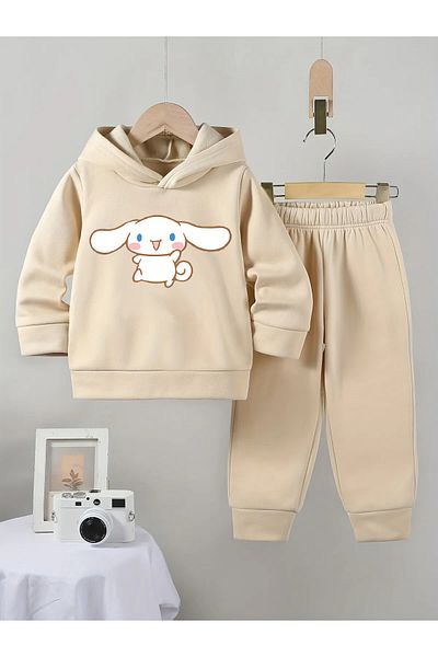 Little Wears Cinnamoroll Girl Premium 3Rd Yarn Compact Sweatshirt and Sweatpants Set