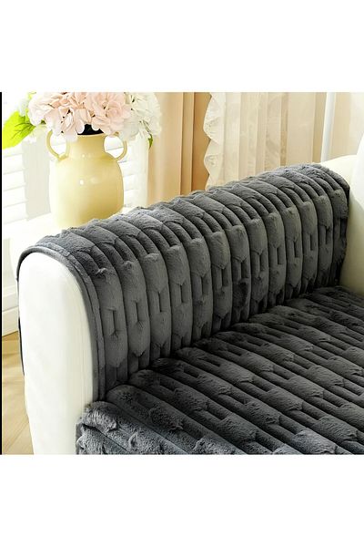 MER HOME Cotiera de pluș cu model dreptunghiular gros (1 buc) Dimensiune 70x70cm (afumat)