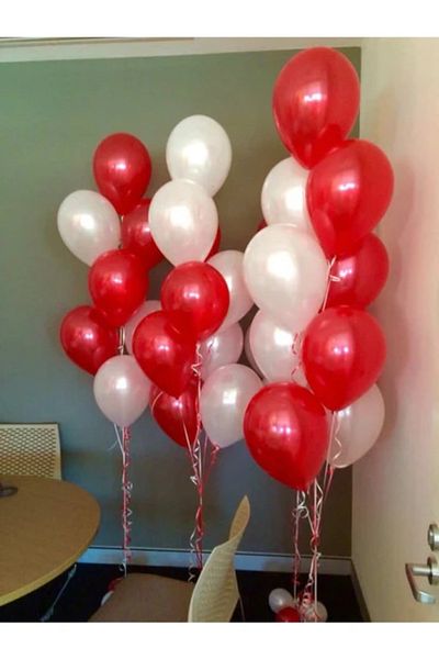 BALON DİYARI Red White 10 Piece Turkey High Quality Balloon Set