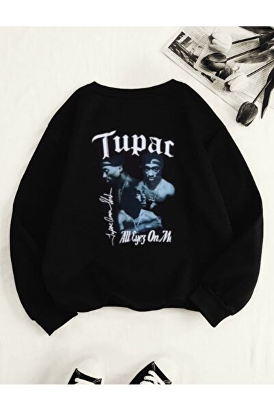 Elvino Hanorac unisex oversize de iarnă cu imprimeu Tupac cu 3 fire