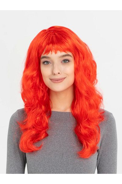 Afrodit Giyim Red Color Long Wavy Party Wig