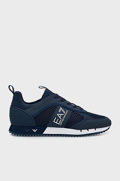 EA7 Unisex Mesh Stripe Logo Lace-Up Navy Blue Sneaker X8X027 Xk050-D813