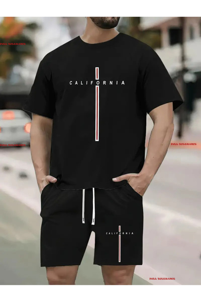 FULL TOLERANCE Σετ σορτς μπλουζάκι Unisex California με στάμπα βαμβακερό κοντ...