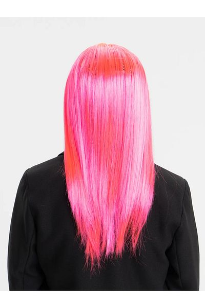 CEKAVE Candy Pink Dark Pink Color Long Straight Party Wig