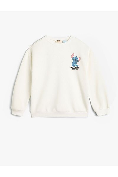 Koton Mikina Stitch Licencovaná bavlna s dlouhým rukávem a výstřihem