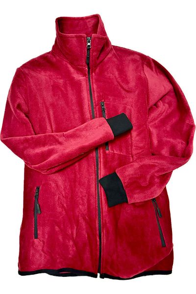 shop Red Color Zippered 3 Pocket Fleece