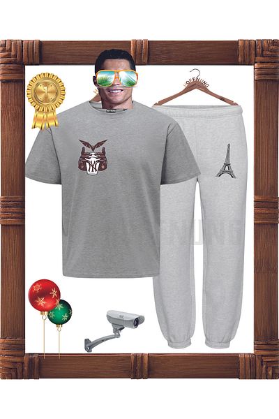HOFFNUNG Full Pants Grey m Y Hooded Jacket Unisex Tracksuit Set