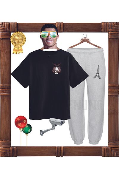 HOFFNUNG Full Pants Black N Y New Design Unisex Hooded Tracksuit Set