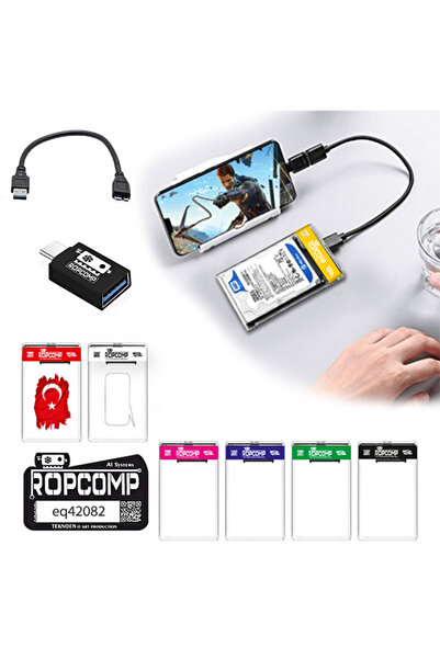 Ropcomp 2.5" Sata HDD Kutusu Type C OTG USB 3.0 Şeffaf