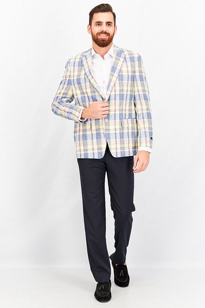 Club Room Men Regular Fit Solid Formal Blazer, Yellow Combo