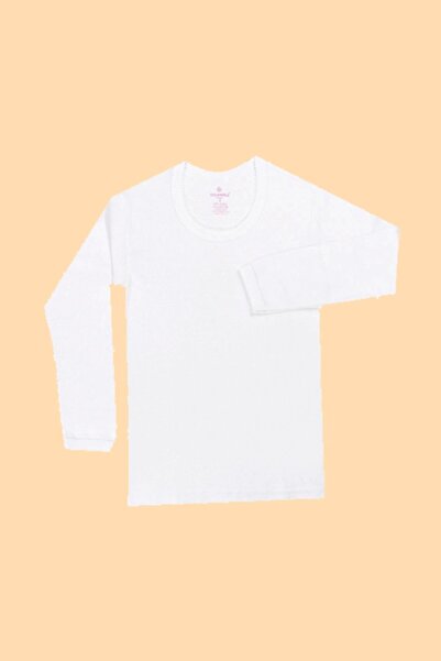 Ceylanoğlu Kız Çoçuk Beyaz Ribana Kroşatalı Uzun Kol Fanila  6'lı Paket