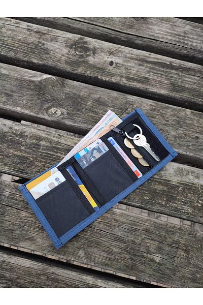 JANJAN Sports Wallet, Unisex Wallet with Velcro, Zipper, Keychain, Coin Compartment, Fabric Wallet