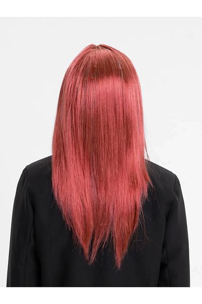 CEKAVE Red Color Straight Cut Long Party Wig False Hair
