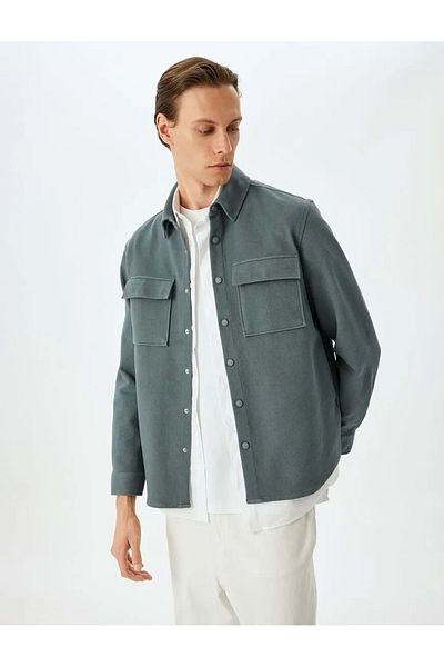 Koton Long Sleeve Gray Shirt Jacket - 5Skt30003Hw