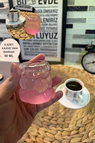 MİS KİTCHEN 6 Pieces Luxury Mini Coffee Glass Water Glass for 6 Persons Presentation Glass Beads and Grapes Model 90ml