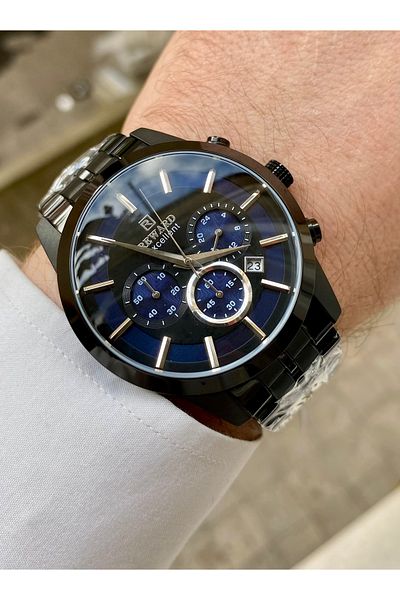 Reward Excellent Black Color Steel 5Atm Waterproof Men Wrist Watch Bracelet Gift