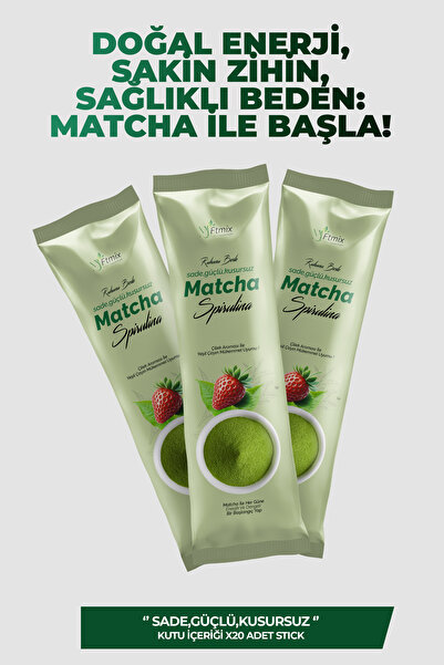 myftmix doğanın gücünü keşfet Matcha Spirulina İle Desteklenen Çilek Aromalı 20’li Stick